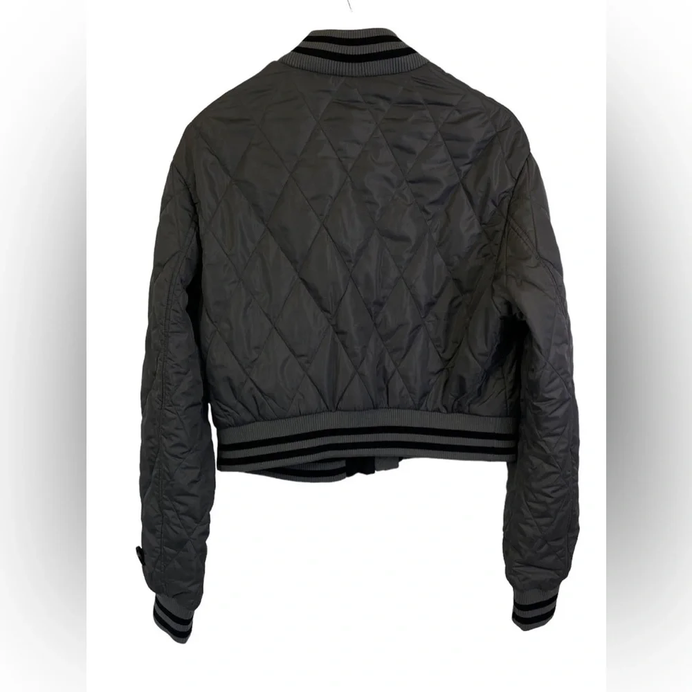 Dolce & Gabbana Embellished Crystal Bomber Jacket Grey Quilted Size S - Picture 2 of 8